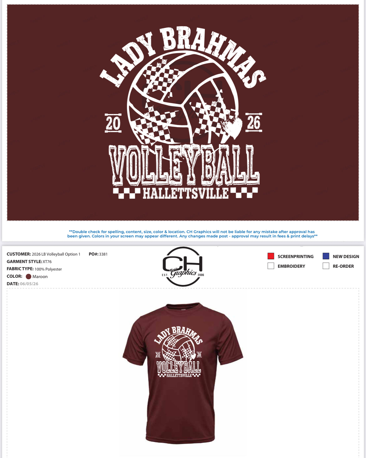Lady Brahma Volleyball Shirts 2026