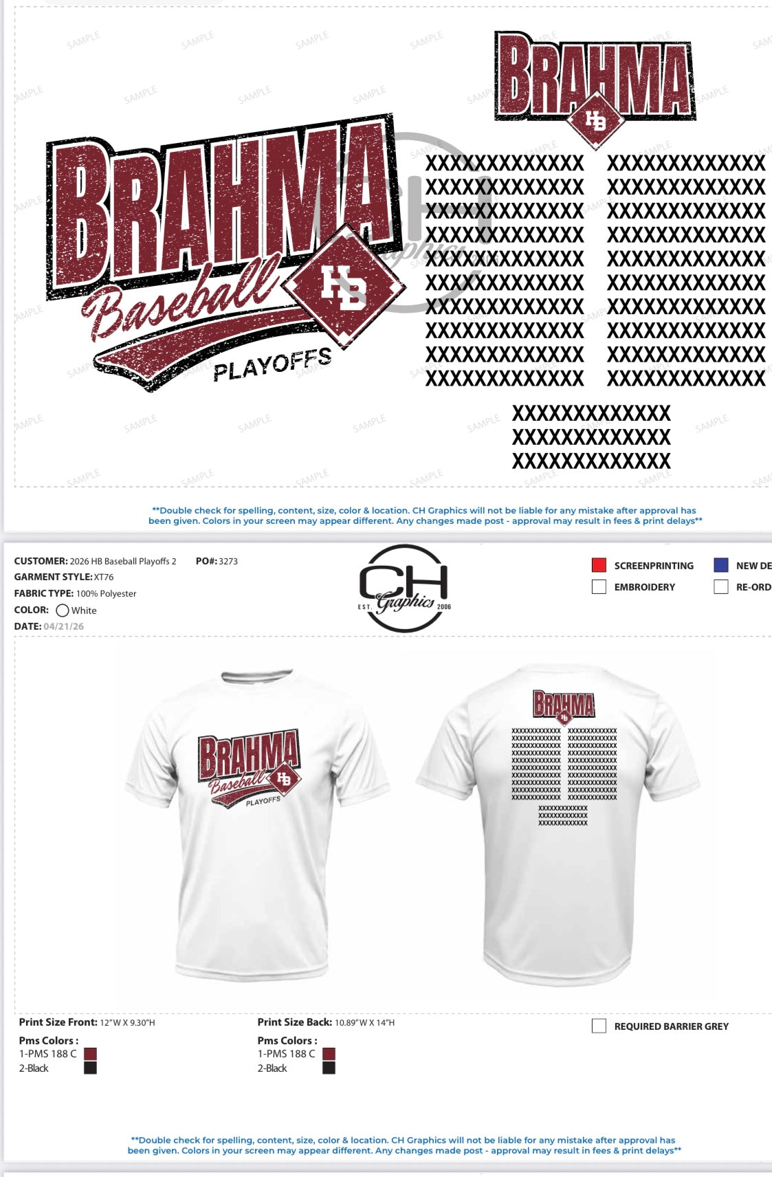 Brahma Baseball Playoff Shirts -2026