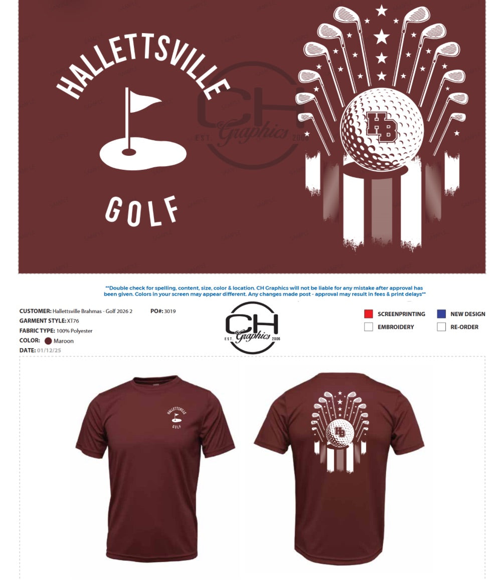 2026 GOLF - Orders Due Tuesday Feb 3rd