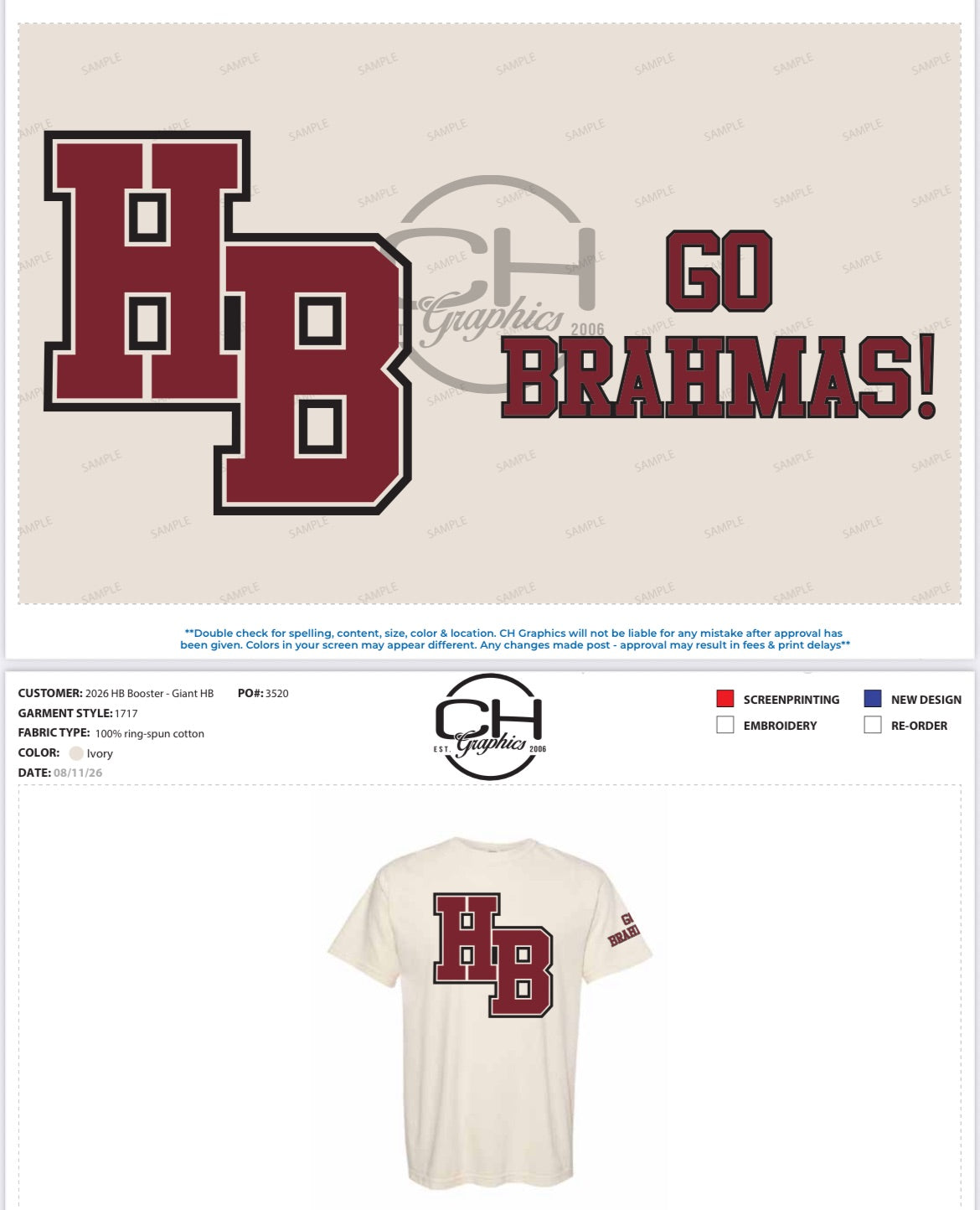 HB Go Brahmas Spirit T Shirt 2026